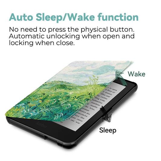For Kobo Clara Colour BW Protective cover 6-inch Auto Sleep Wake function E-book Case with painted patterns