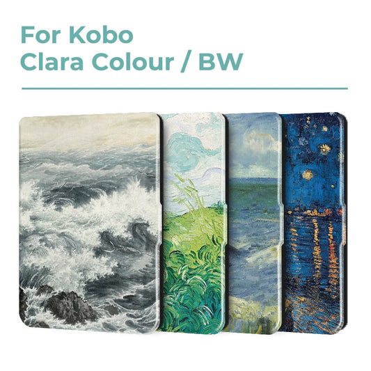 For Kobo Clara Colour BW Protective cover 6-inch Auto Sleep Wake function E-book Case with painted patterns