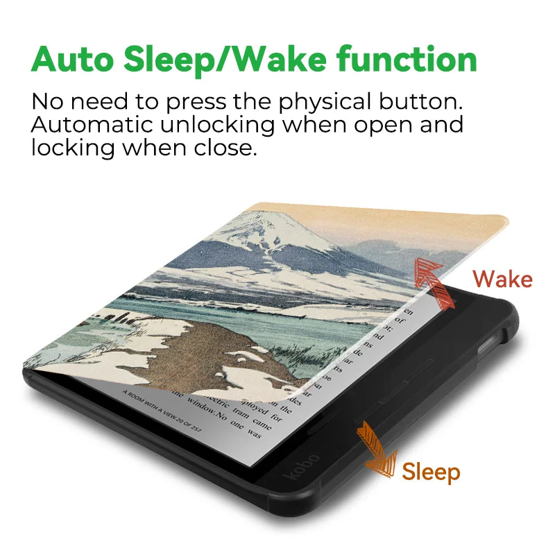 for Kobo Libra Colour and Kobo Libra2 Protective cover 7-inch Auto Sleep Wake function E-book Case with patterns